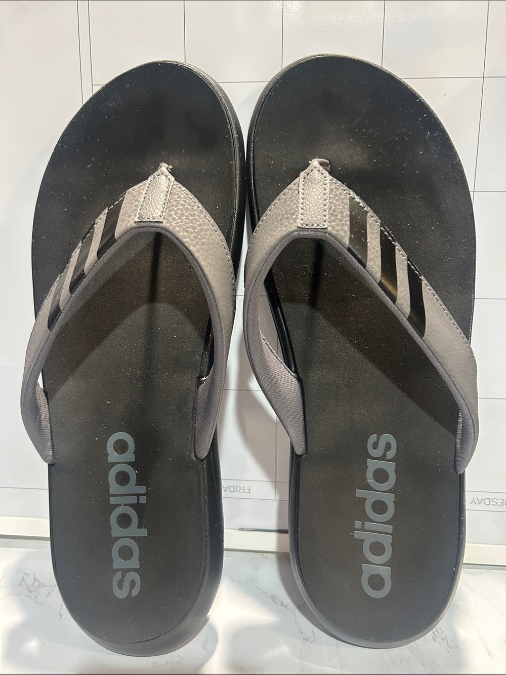 adidas Black and Gray Flip Flop Sandals